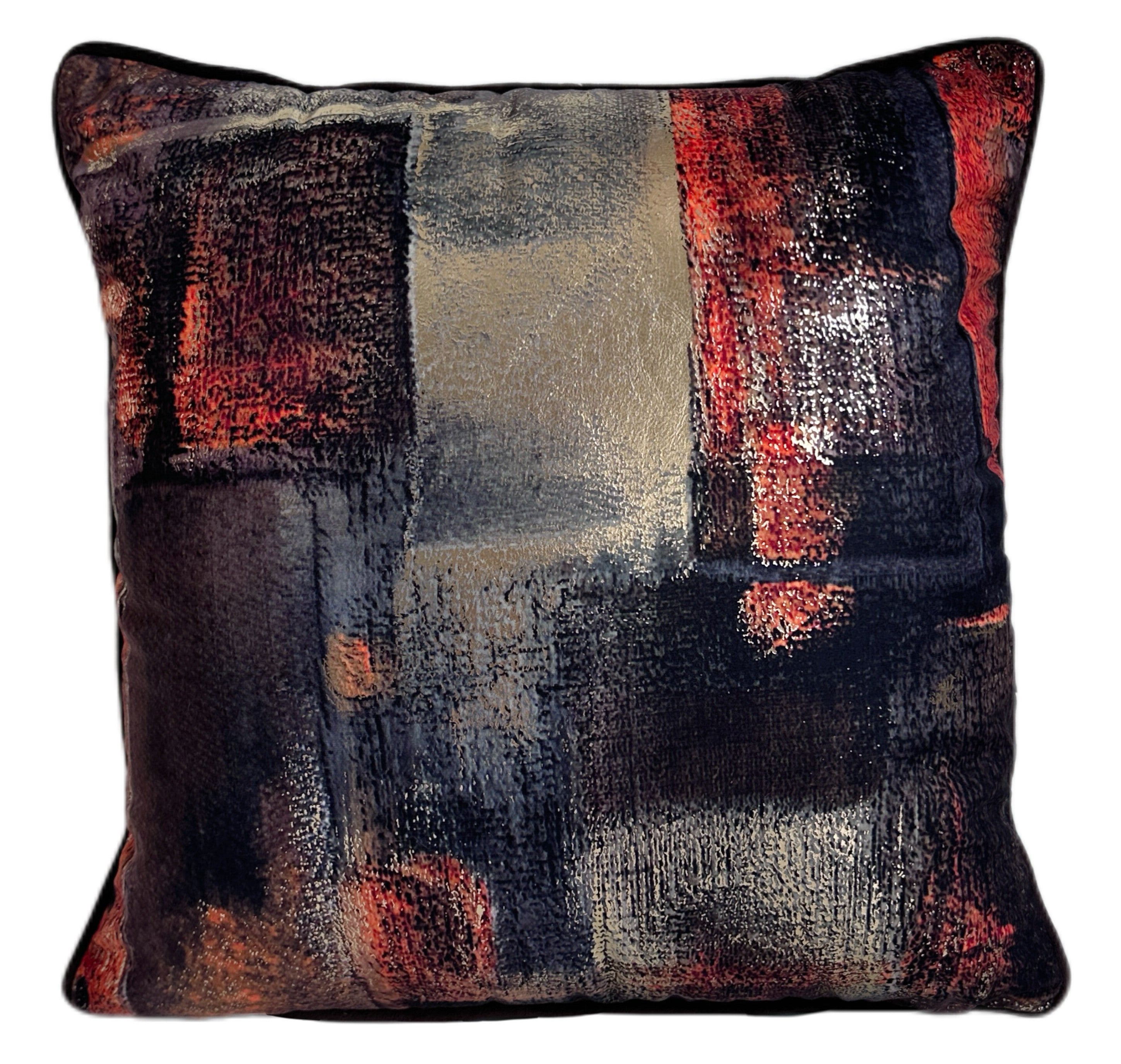Malini Pm Industrial Prnt With Gold Mtallic Square Cushion 45x45